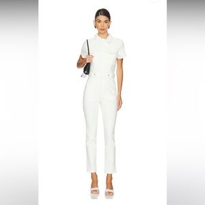 74. Good American $199 Fit for Success Stretch Cotton Twill Jumpsuit in white